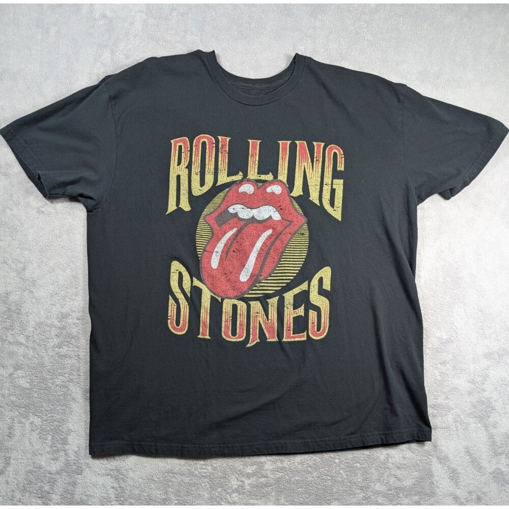 The Rolling Stone Band T Shirt Mens 2XL Black Graphic Classic Rock Music Vintage